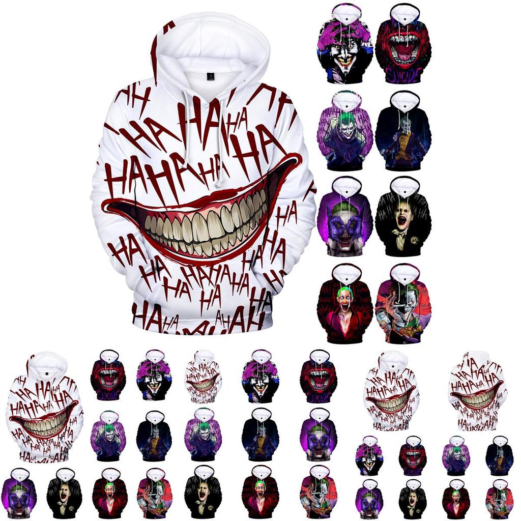 Funny Halloween Haha Joker Men Women 3d Sweatshirt Hoodies Hip Hop Tops Dress