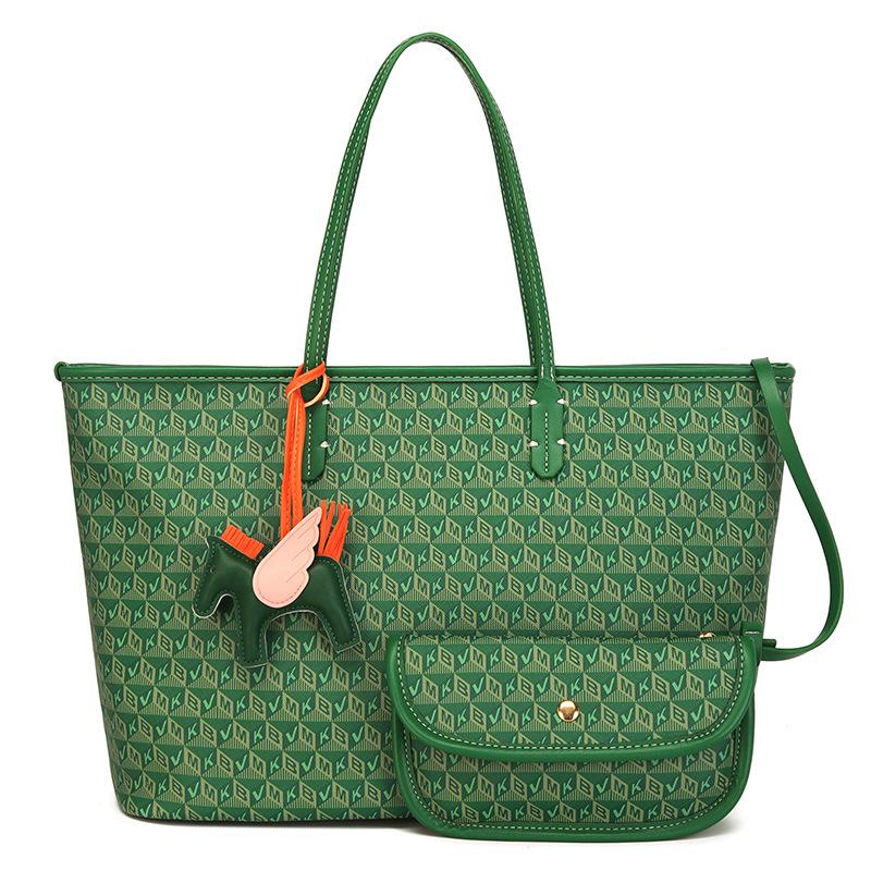 New Stylish and Simple Contrasting Color Shopping Bag Tote Bag Versatile Shoulder Handbag Women's Bag