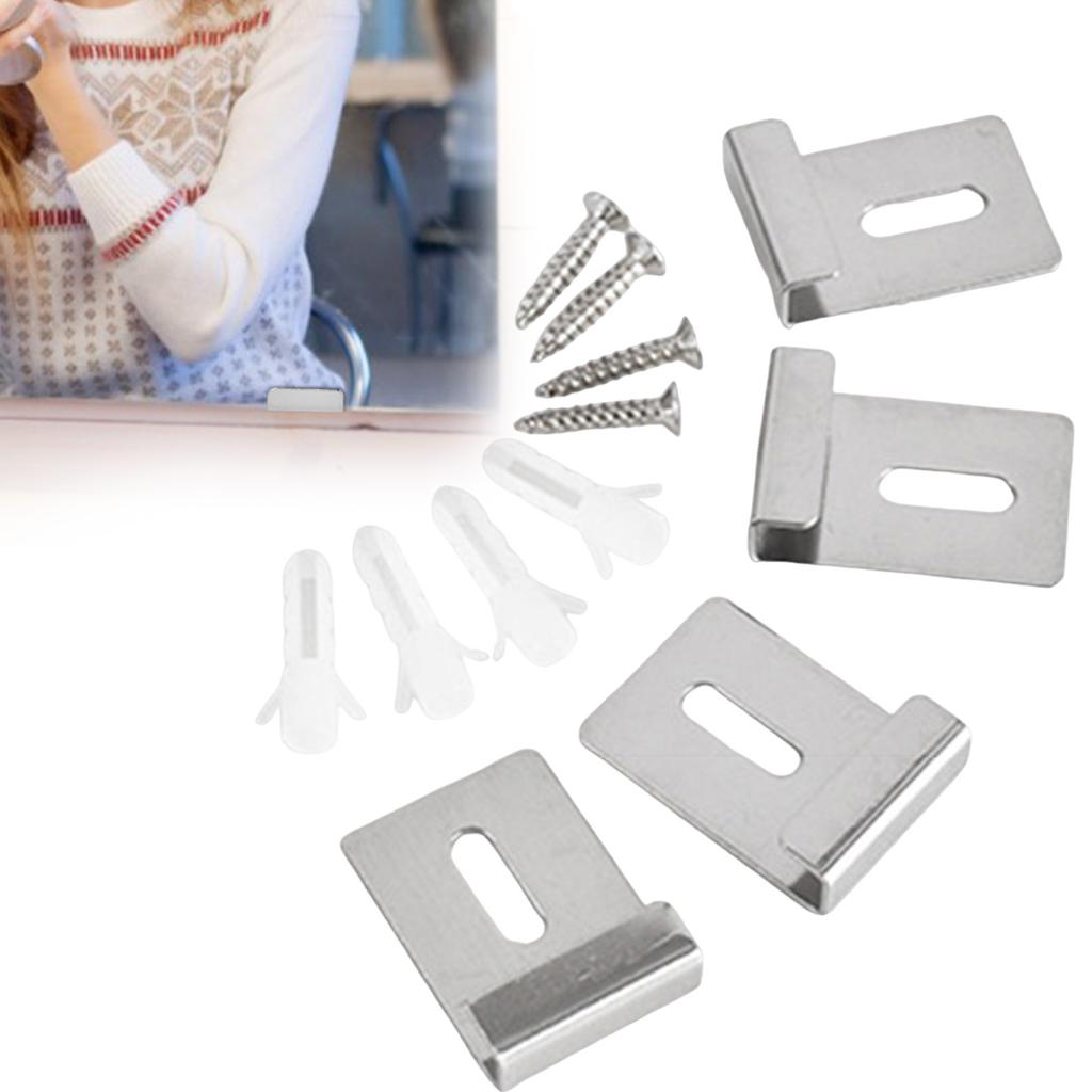 Stainless Steel Mirror Clips stand Hooks Wall Mounting Hanger Mirror Holder Clips for Wall Mounting Frameless Mirror
