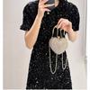 1 Piece Rhinestone Mini Handbags Luxury Diamond Inlay Heart Shape Crystal Clutch Purse Evening Wedding Party Shoulder Bag