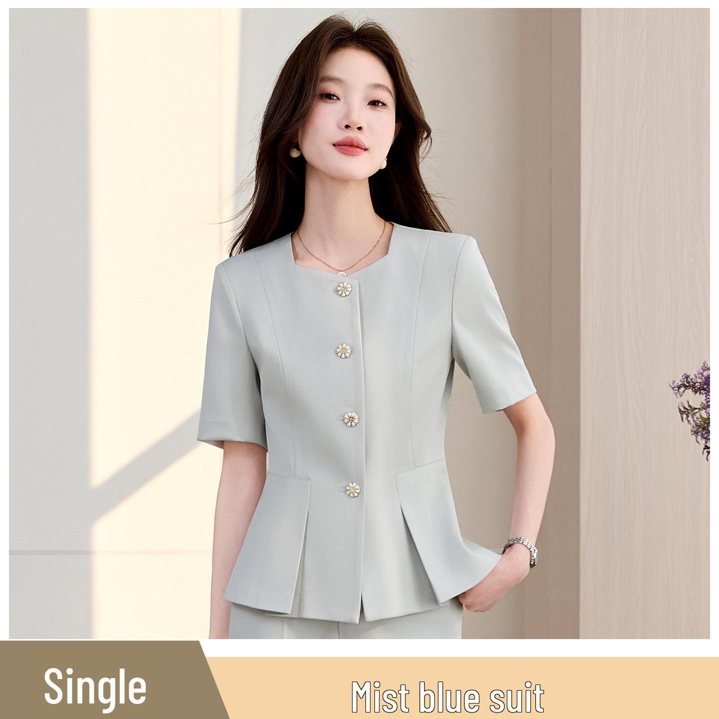

Women s Slimming Black Professional Suit Set - Short Sleeve Formal Wear for Summer XL