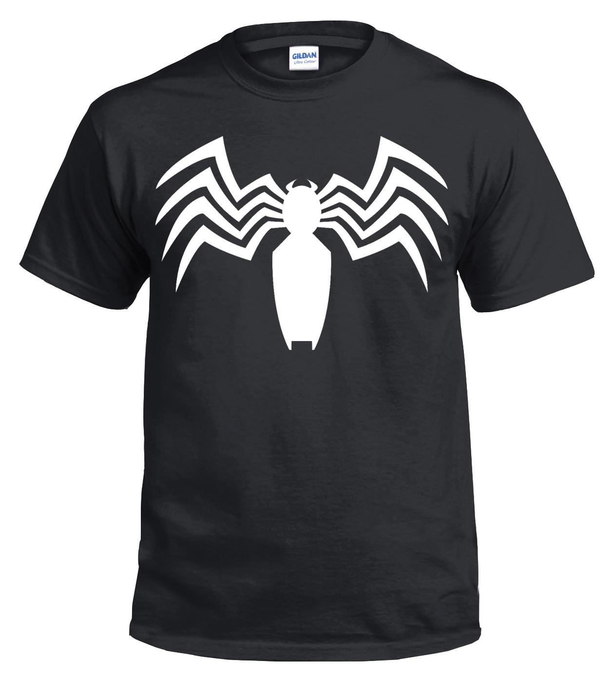 VENOM SPIDER 100% Cotton T-shirt Mens Tees Top Spiderman Games Marvel DC Deadpool Gym top Xmas Gift Print L