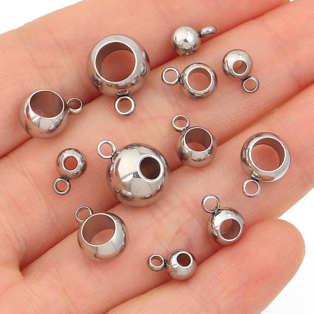 10-20 stuks/partij Roestvrij Staal Spacer Kralen Hanger Charms Sluitingen Oogjes Grote Gat Kralen Voor Sieraden Maken DIY Accessoires