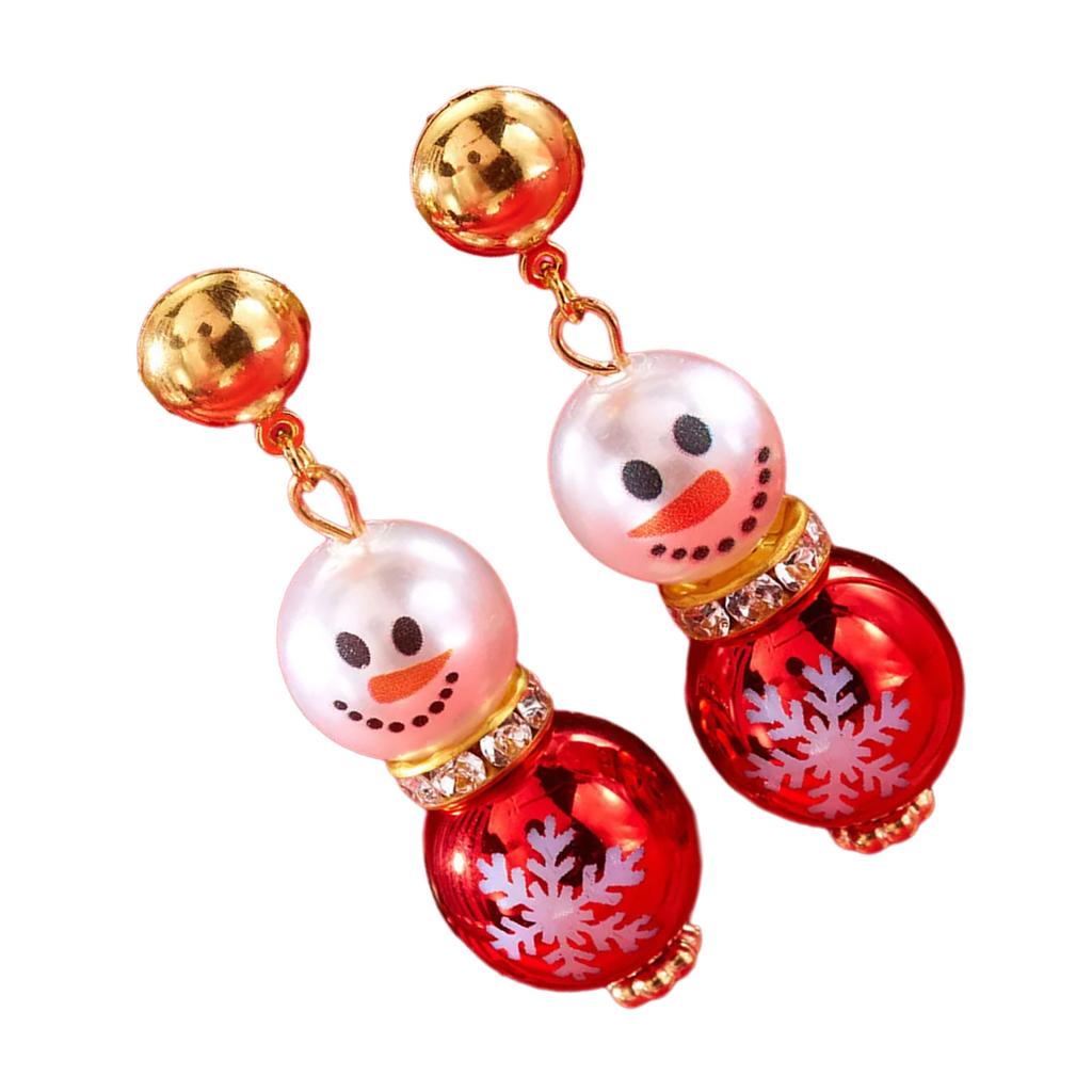 Winter Holiday Pearls Snowman Earrings Elegant Duals Color Fashion Jewelry For Party Costume Accessories