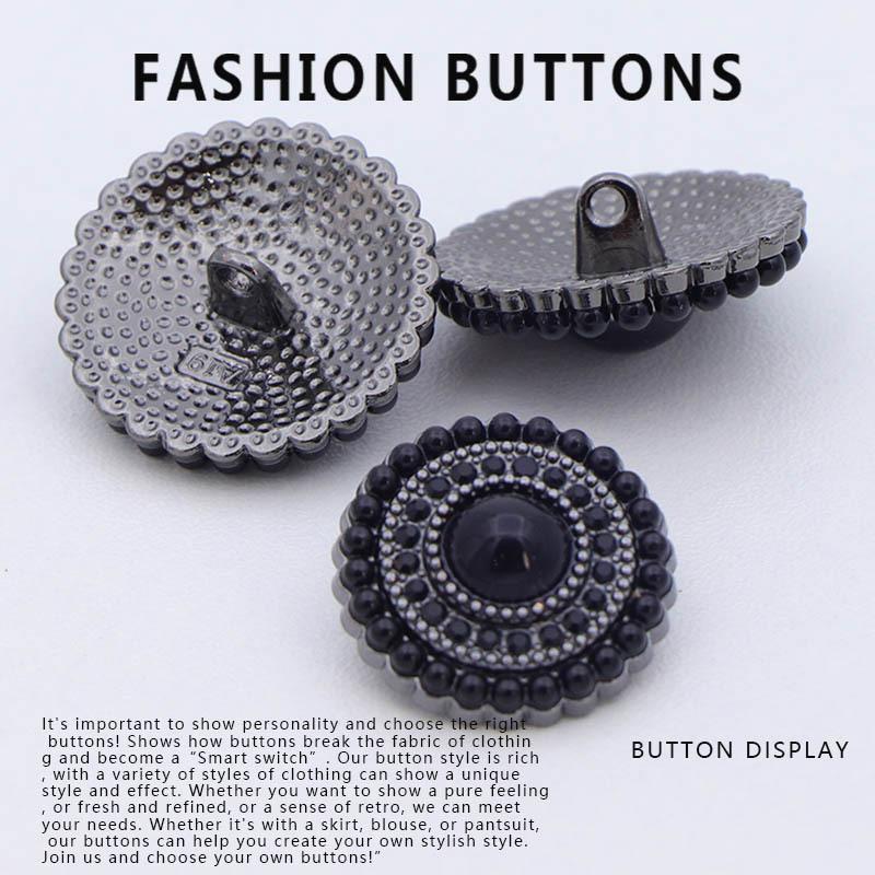 10 Piezas Botón de Perla Abrigo de Cachemira Premium Ropa de Lana Exquisita de Alta Gama Botones Metálicos Negros de Alta Gama