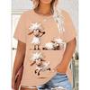 Fashion Women's Crew Neck Short Sleeve 3D Animal Color Printing Animal Short Sleeve Crew Neck T-Shirt