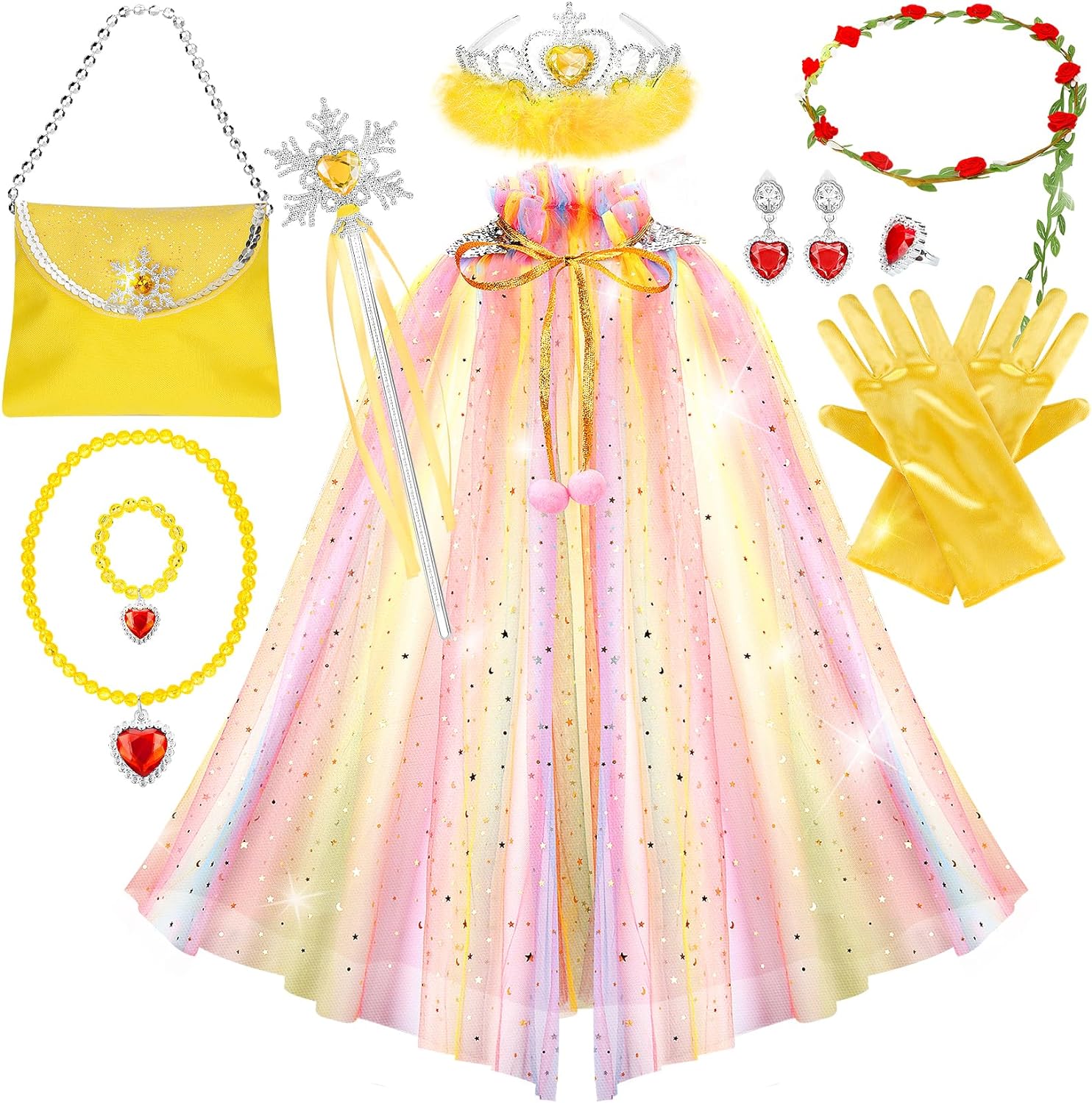 

12 шт., накидка принцессы, волшебная палочка, ожерелье, перчатки, набор, игрушка, принцесса, ролевые игры, игрушки, платья принцессы для девочки, подарок на день рождения