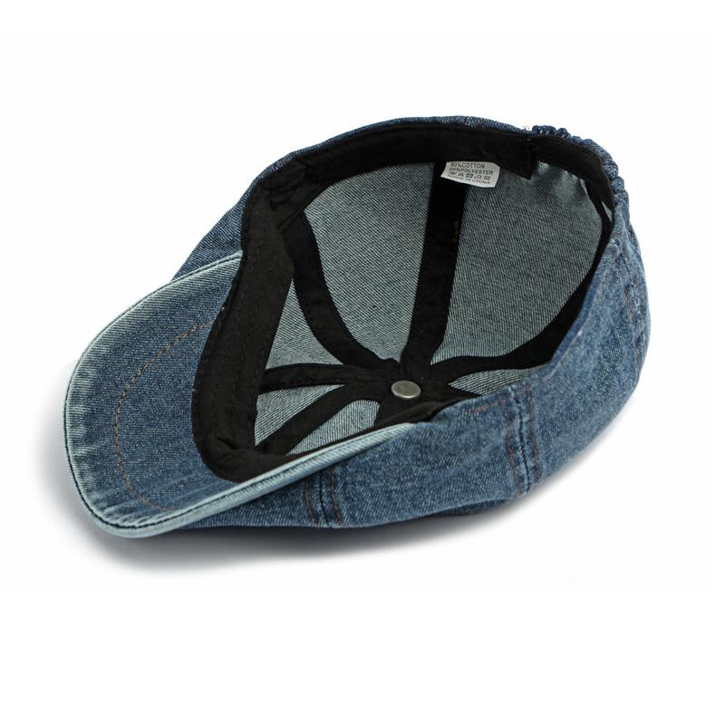 British Style Denim Octagonal Cap Men Women Beret Solid Color Retro Painter's Cap Newsboy Cap