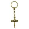 Gothic Floral Cross Keychain Religious Theme Pendant Key Ring 30mm Ring