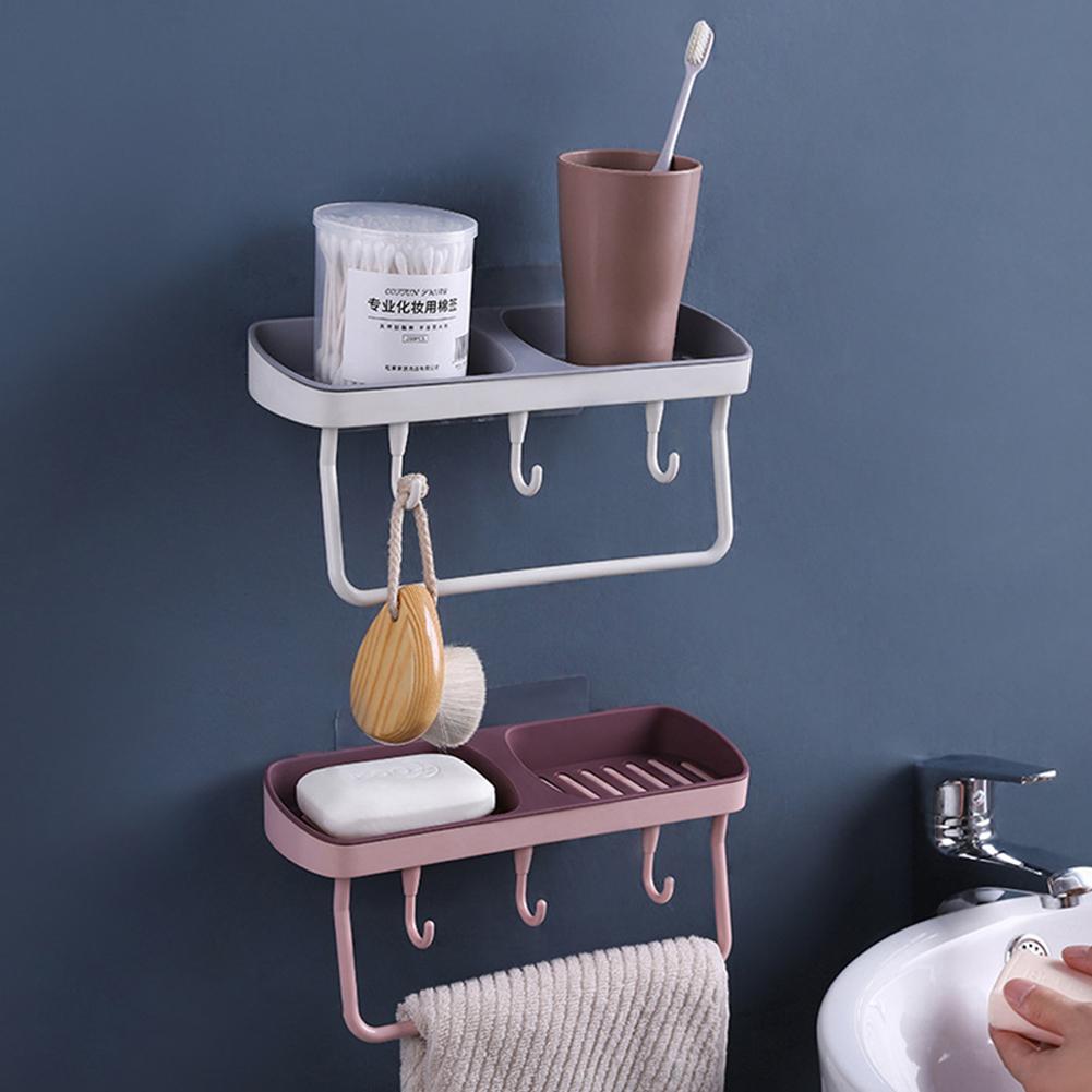 Soap Rack No Drilling Wall Mounted Double Layer Soap Holder with Suction Cup Bathroom Accessories