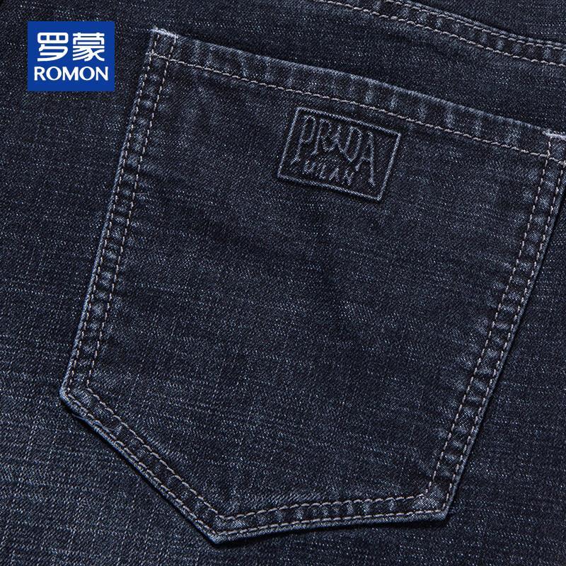 ROMON Men's Thick Loose Straight Stretch Jeans