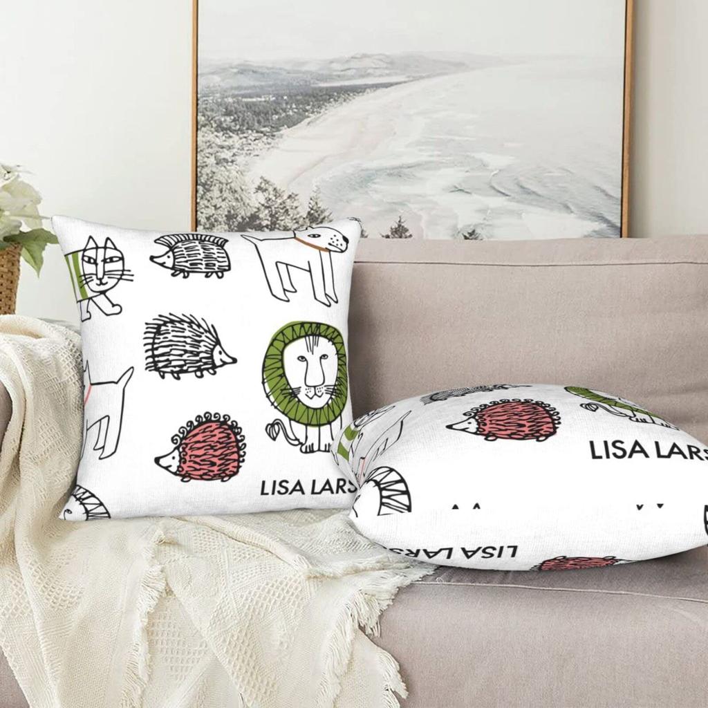HTSW Cushion Set of Lisa Larson Nordic Decorative Cushion Sofa Back Car Chair and Interior Decor Covers, 45x45cm, 2, Design, Style, Pillowcases,