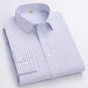 Camicia Formale da Uomo Manica Lunga Ufficio Colore Unito Rigata Anti-piega Senza stiratura Moda Business Taschino Bianca Camicia Sociale 4XL