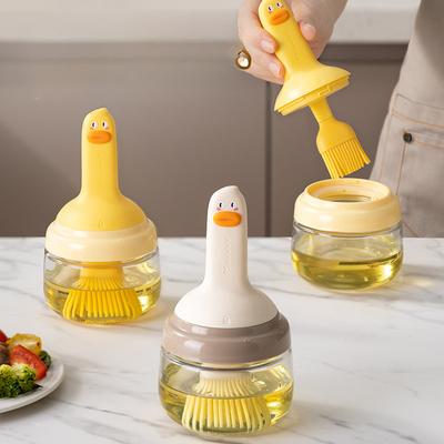 Oil Brush Bottle Sealing Brush High-temperature Resistant Silicone Oil Brush with Oil BottleBarbecue Oil Pot Brush
