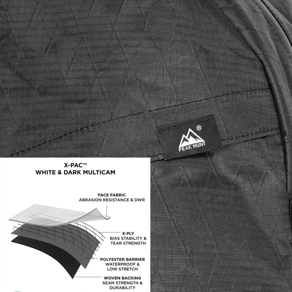 Rucksack Backpack (X-PAC) 27L Lightweight Men's Women's Hiking Trekking Black Travel PEAKHUNT