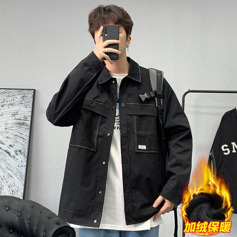 Men's New Spring and Autumn Korean Version of Retro Men's Splicing Youth Casual Jacket Men's Lapel Versatile Coat for Men