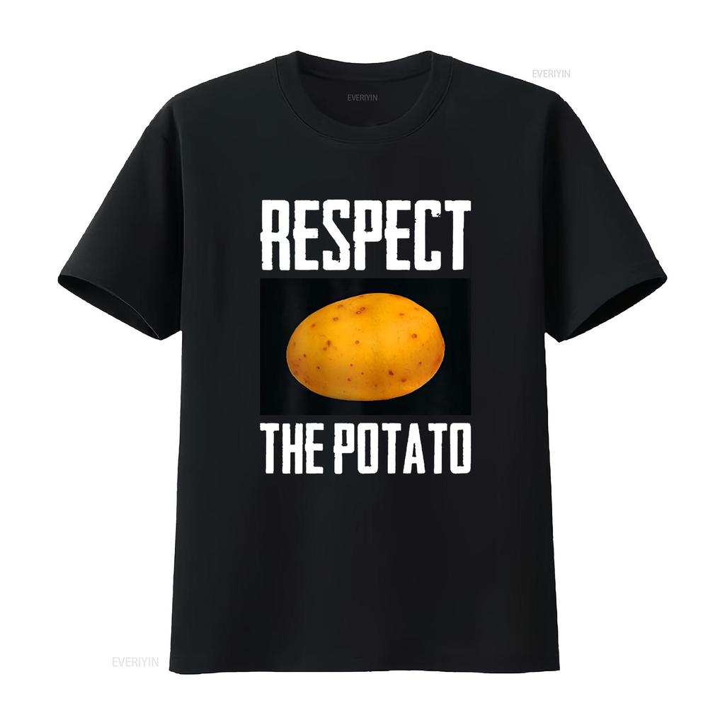 Respect The Potato Funny Root Vegetable Potatoes T Shirt vintage Washed Slightly Top For Everyday Wear graphic fashion Unisex