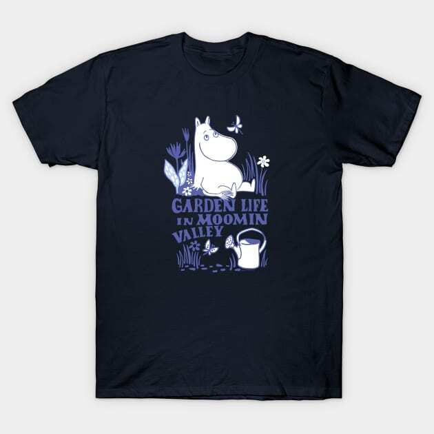 Moomin Garden Life Nature Scene Blue Print T-Shirt S-5XL S