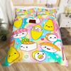 Cartoon Sushi Food Duvet Cover Twin For Kids Teen Microfiber Japanese Cuisine Bedding Set Kawaii Cat Cherry Blossoms Quilt Cover