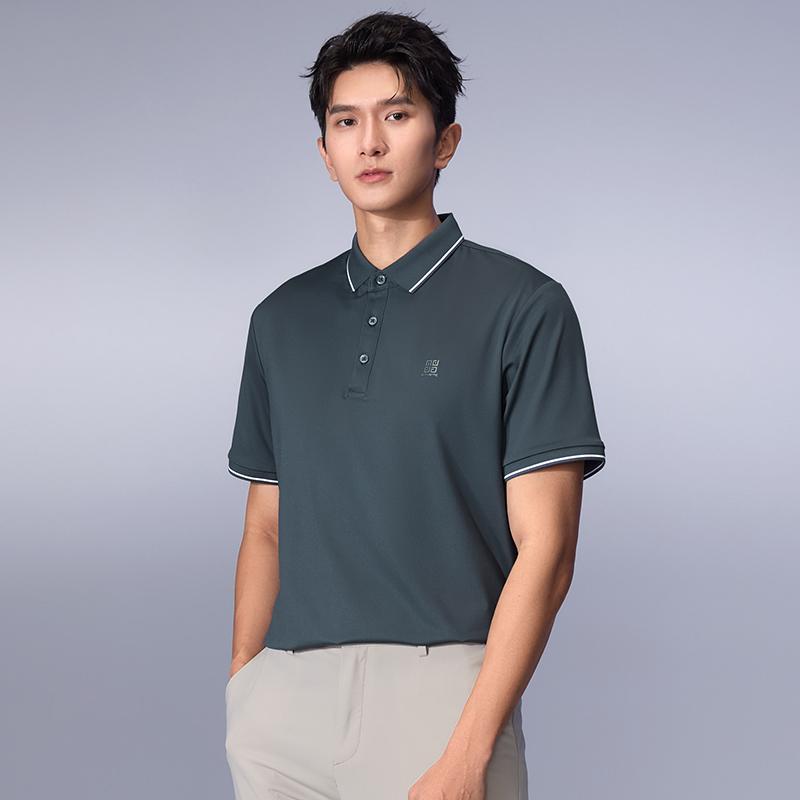 Iron free short sleeved polo shirt for spring and summer, new style, hanging and elastic, easy to take care of, cool top for men