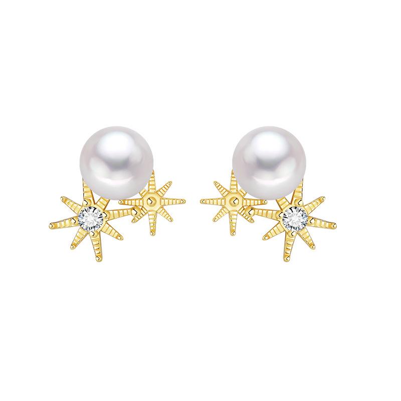 Stylish Star Pearl & Zircon S925 Silver Stud Earrings for Women 925 Sterling Silver