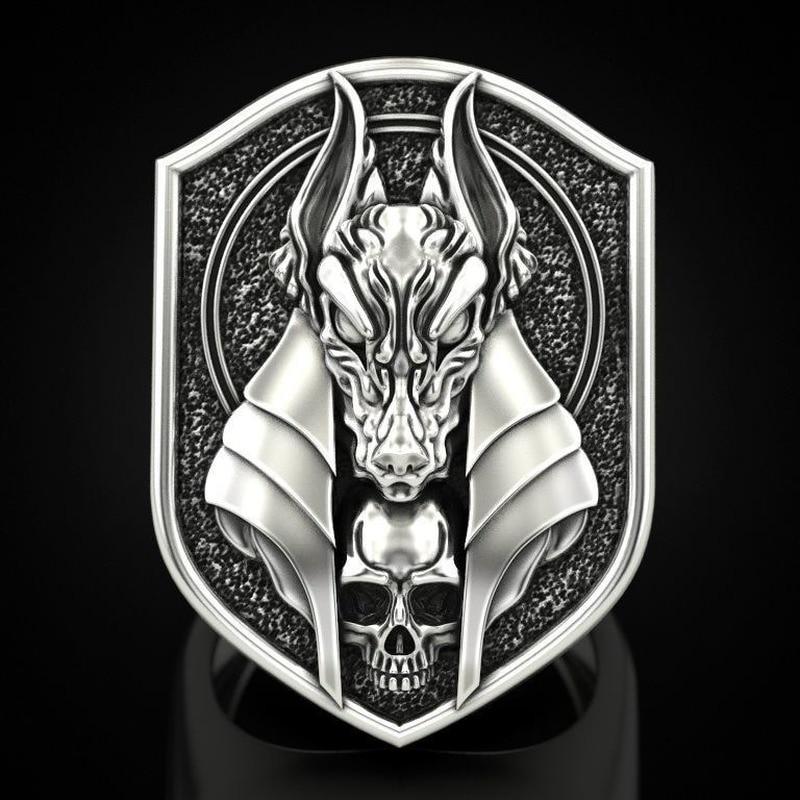 Men's Vintage 925 Silver Wolf Head Body 18k Gold Plated Ring Gift Party Jewelry Ring