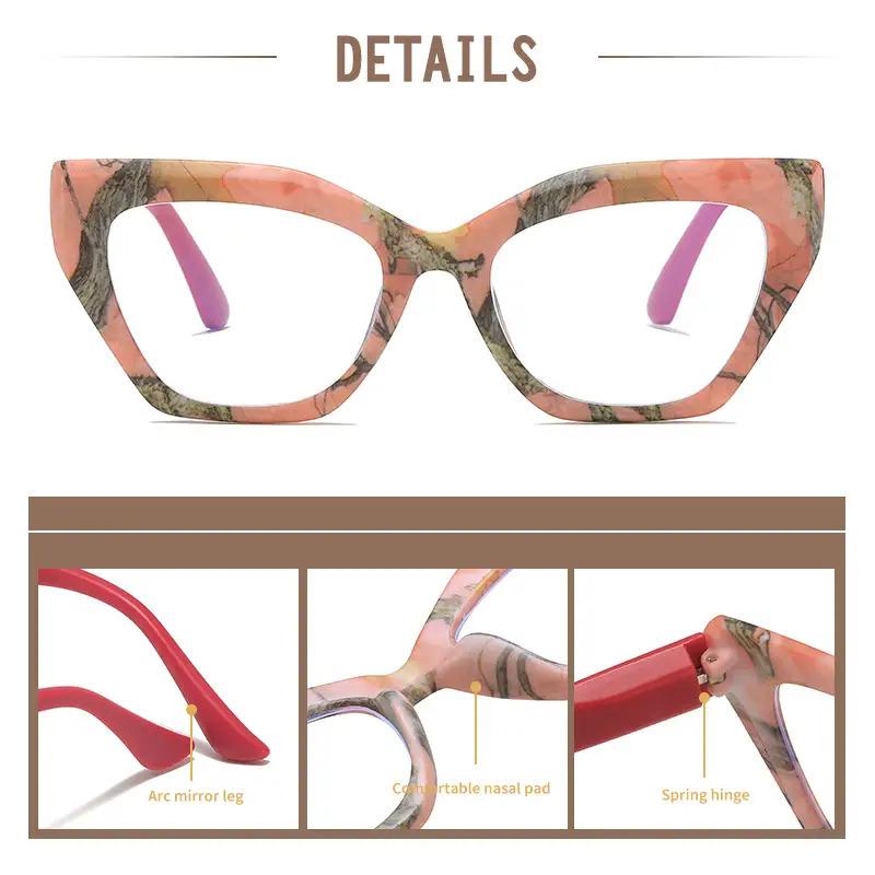 Women'S Elegant Cat-Eye Reading Glasses - Non- Elderly Glasses with Floral Pattern Full-Rim Frame for Everyday & Formal Events