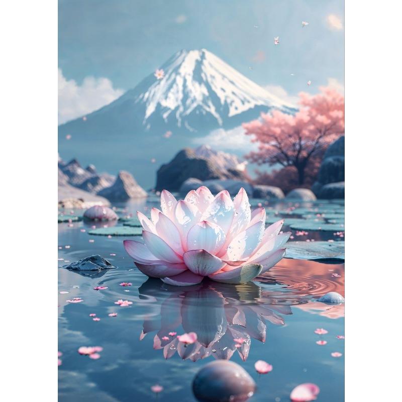 Vintage Scenery Flowers Summer Lotus Lotus Lotus Leaf Moonlight Poster Canvas Painting Wall Art Pictures Home Decor