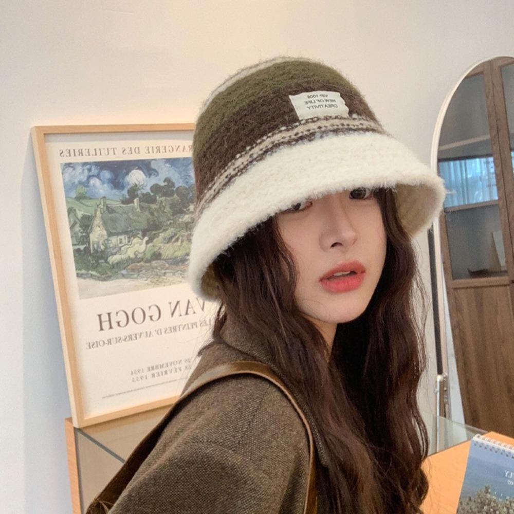 

Thickened Bucket Hat Colourful Knitted Hat Fashion Basin Hat Autumn Winter сірий