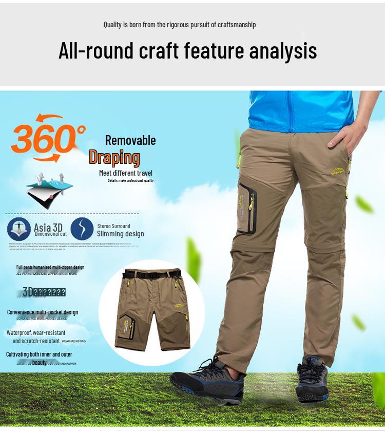 Men's Quick-Dry Convertible Mountaineering Pants & Shorts - Breathable, Lightweight 5817