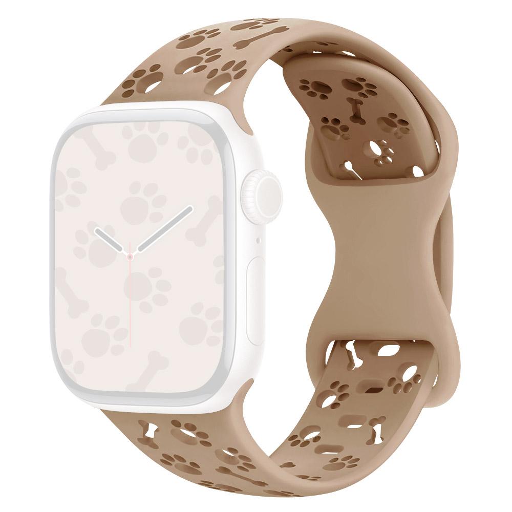 Silicone Band For Apple Watch Series 10 9 8 7 SE 6 5 4 3 2 1 42mm 41mm 40mm 38mm Dog Paw Bone Design Watch Strap