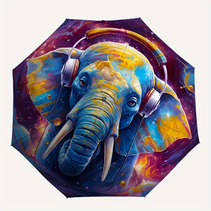 Elephant Automatic Folding Umbrella 8 Ribs Lightweight Design, Durable Iron Frame, Small and Portable, Ideal for Birthday or Christmas Gif