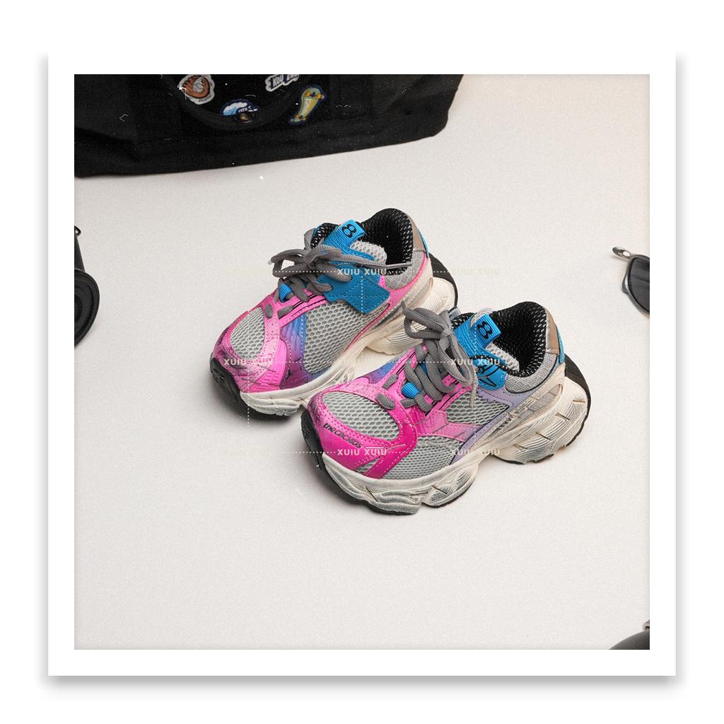 XSHX "Paris Staples" Children's Dad Sneakers Autumn and Winter Men's and Women's Velcro Parent-Child [Wenzhou Shoes]