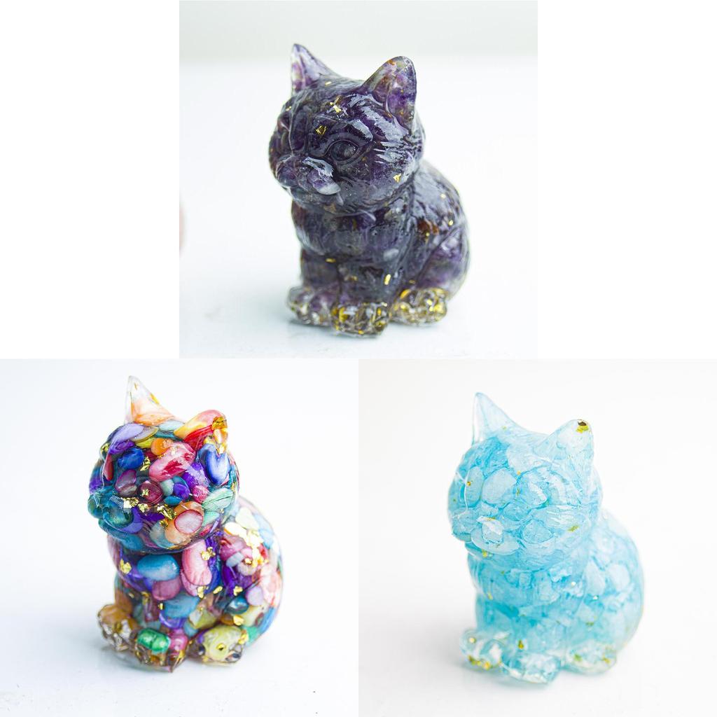 Resin Cat Aquarium Decor With Crystal Resin Resin Art For Home Office Gift