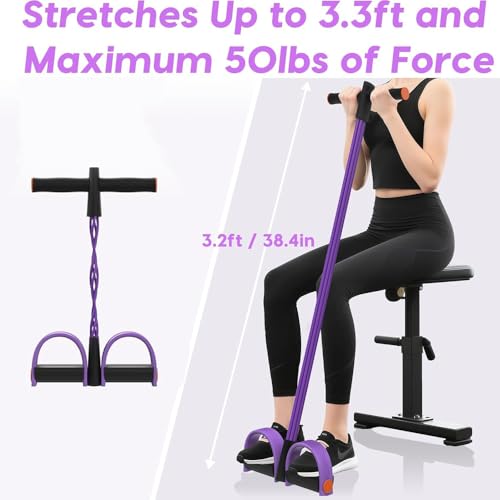 Resistance Bands Pedal Pull Rope 6 Tube Fitness Set Black Purple