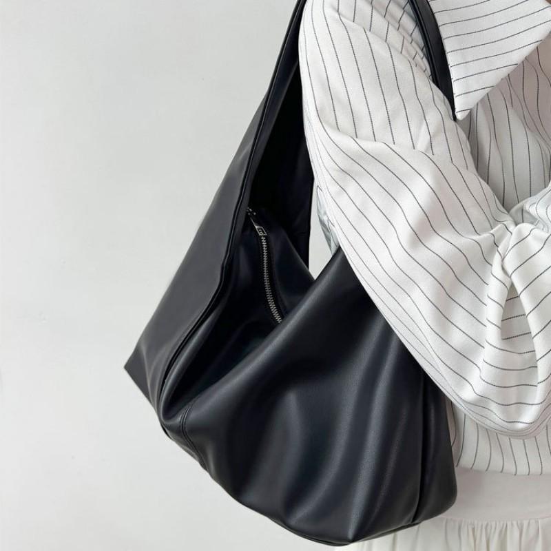 Soft PU Leather Tote Bag Women Spacious Crossbody Shoulder With Zip Casual Street Style