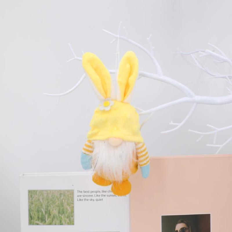 Easter Bunny Plush Toy Cute Rabbit Doll Soft Stuffed Animal for Home Decor Living Room Ornament Festive Party Decoration Hanging Pendant