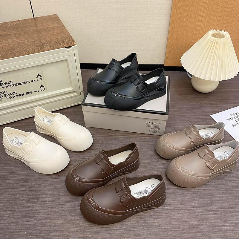 Female Fashion Outdoor Waterproof Anti Slip Thick Soled Wear Resistant Short Tube Rain Shoes Rubber Shoes