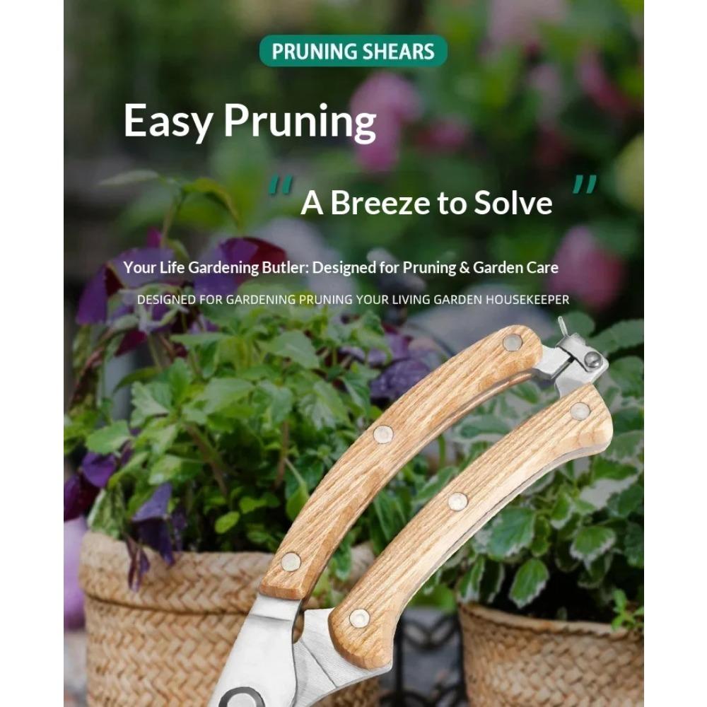 Gardening Pruning Shears – Wood Grain Handle Flower Picking Shears, Fine Branch & Fruit Picking Shears, Pruning Scissor