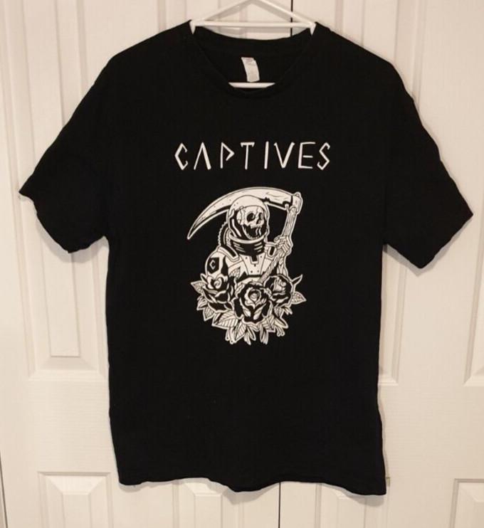 

CAPTIVES Australian Punk Rock amp Roll #039Grim Reaper#039 Black Band Tee TShirt Size L Unisex T-Shirt M