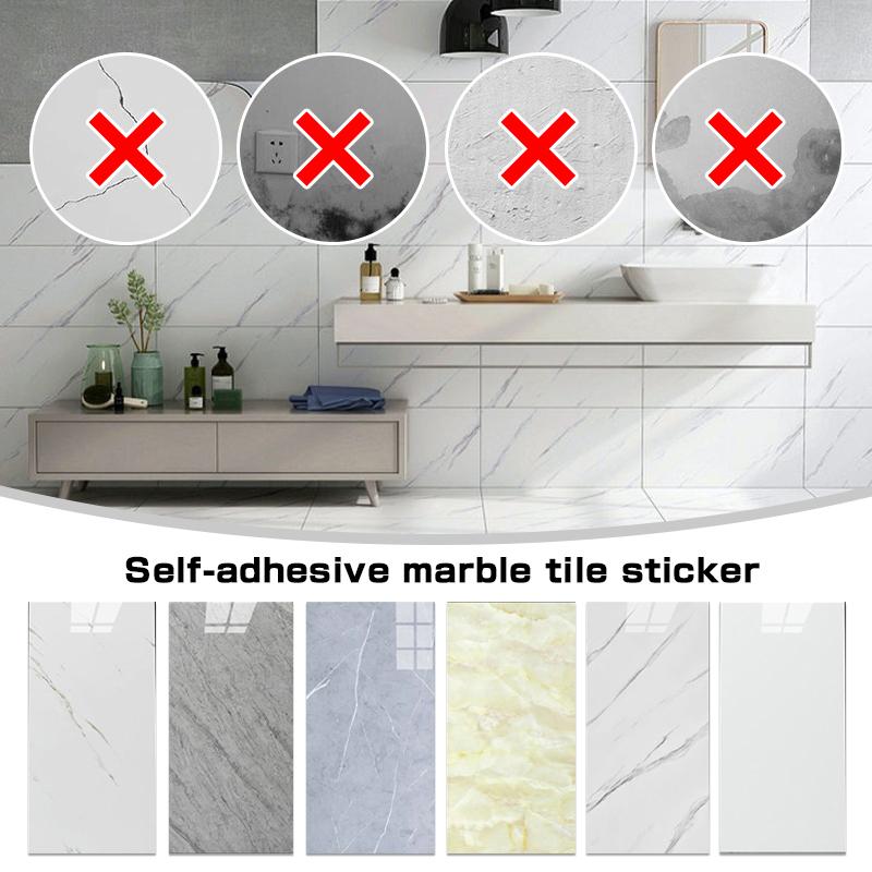 10Pcs Waterproof Marble Tiles Sticker PVC Self Adhesive Vinyl Wall Stickers Bathroom Kitchen Cupboard Backsplash Decor Decals