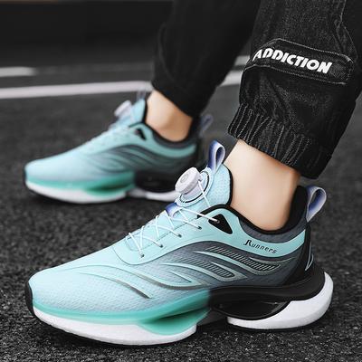 Summer Men'S Shoes Sports Shoes Teen Rotating Button Soft-Soled Running Shoes Breathable Mesh Shoes