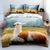 Alpaca Duvet Cover King Queen Size Kawaii Farm Animal Theme Bedding Set Kids Cartoon Llama Alpaca 2/3pcs Polyester Quilt Cover