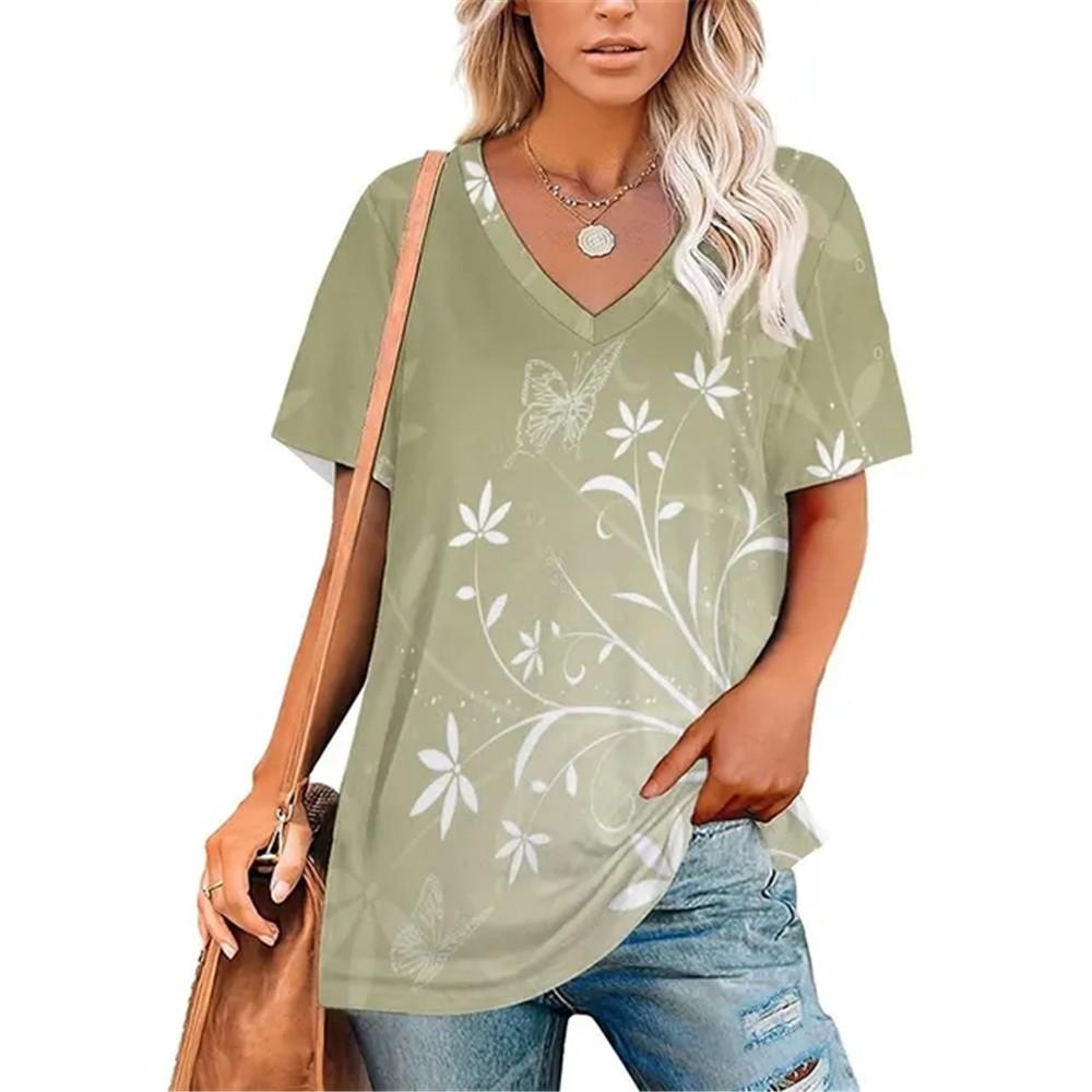 Σέξι Πουλόβερ με Λαιμόκοψη V Ευέλικτο T-Shirt Γυναικείο Μπλουζάκια με Ντεγκραντέ Εκτύπωση Ρούχα Unisex Vintage Streetwear Καθημερινό Στυλ Μόδα Streetwear