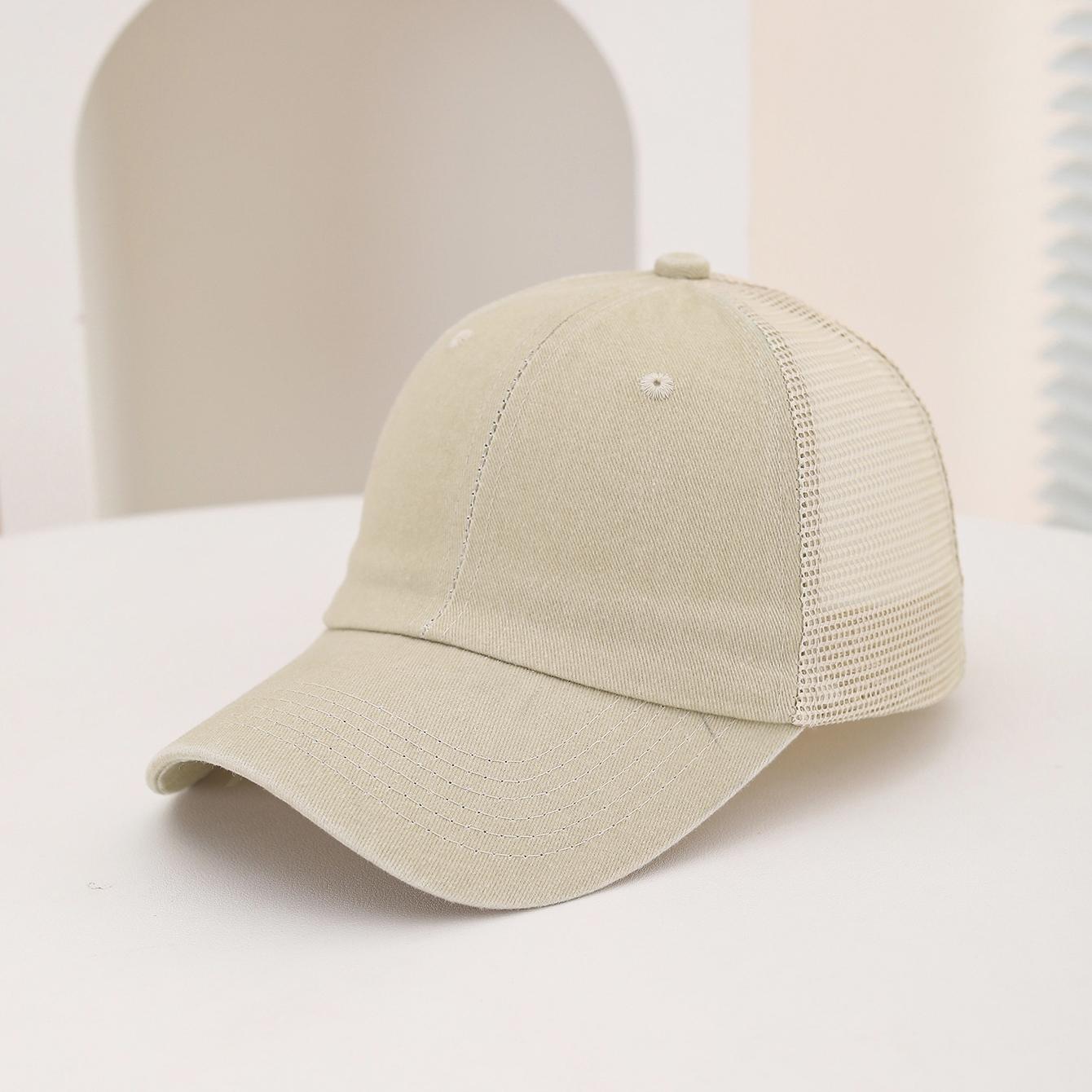

Casual water-washed mesh baseball cap, adjustable curved brim baseball cap, summer sweat-absorbing and breathable sun hat One Size