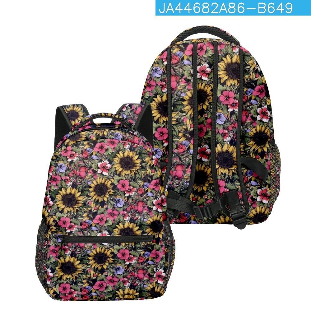 

Cartoon Cartoon Kpop Youthful School Bags Unisex Sunflower Travel Bags 3D Print Oxford Waterproof Notebook Shoulder Backpacks бежевый