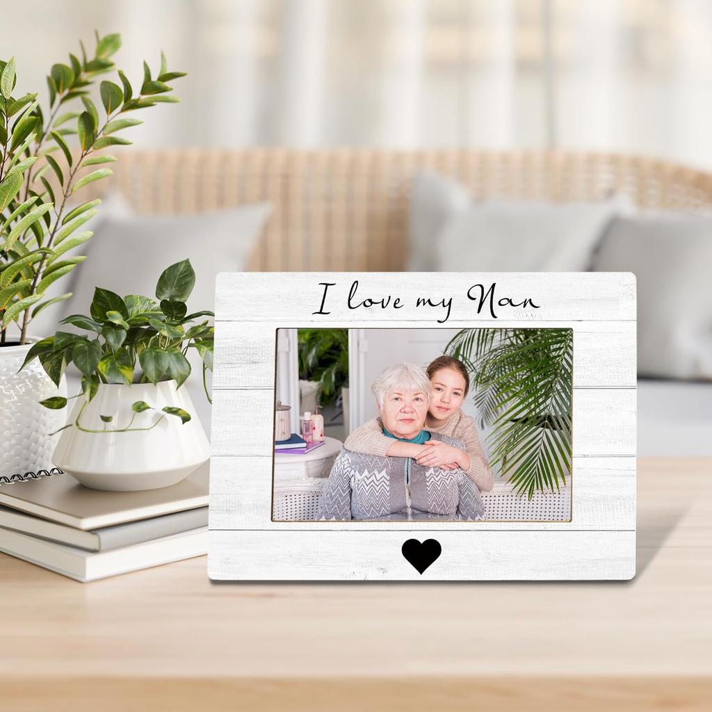 I Love My Nan Picture Frame, Mother's Day Gifts for Nan Grandma, Grandma Gifts from Grandkids Photo Frame 4x6, Grandmother Wooden Photo Picture