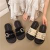 French High-end Thick-soled Wedge-heeled Cool Slippers for Women's Summer Wear 2025 Spring New Temperament Versatile Beach Sandals