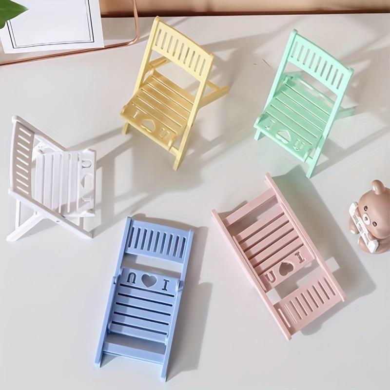 Mini Beach Chair Shape Cell Phone Stand Foldable Universal Candy Color Mobile Phone Holder Multi Angle Cradle for Desk Tablet
