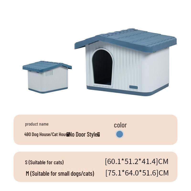 Rainproof Insulated Semi-Enclosed Small Dog House for Indoor/Outdoor Use